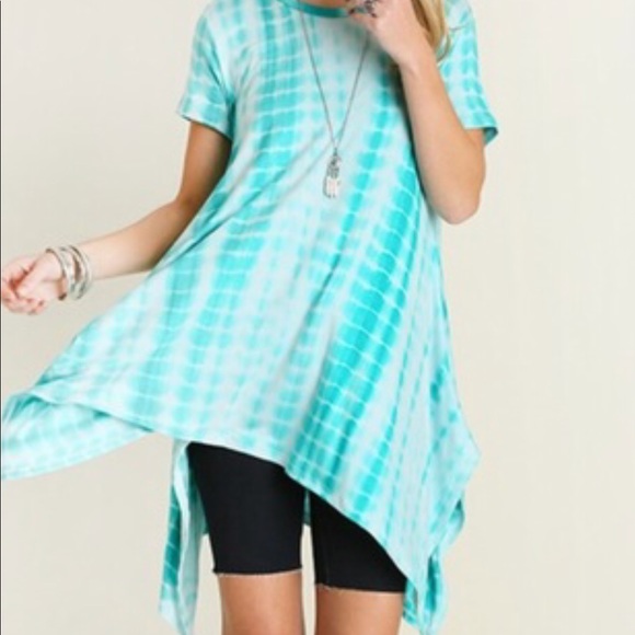 Aqua blue tie dye tunic - Picture 1 of 4